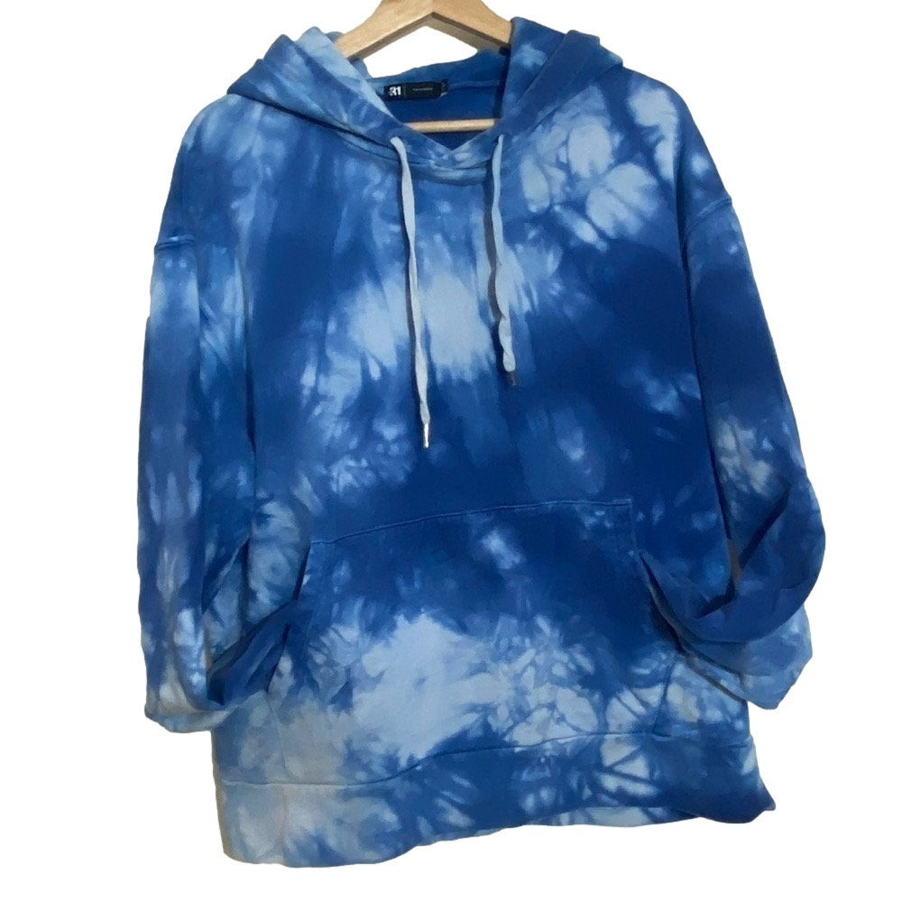Le 31 Par Simon blue Tie  dye faded hoodie sweater